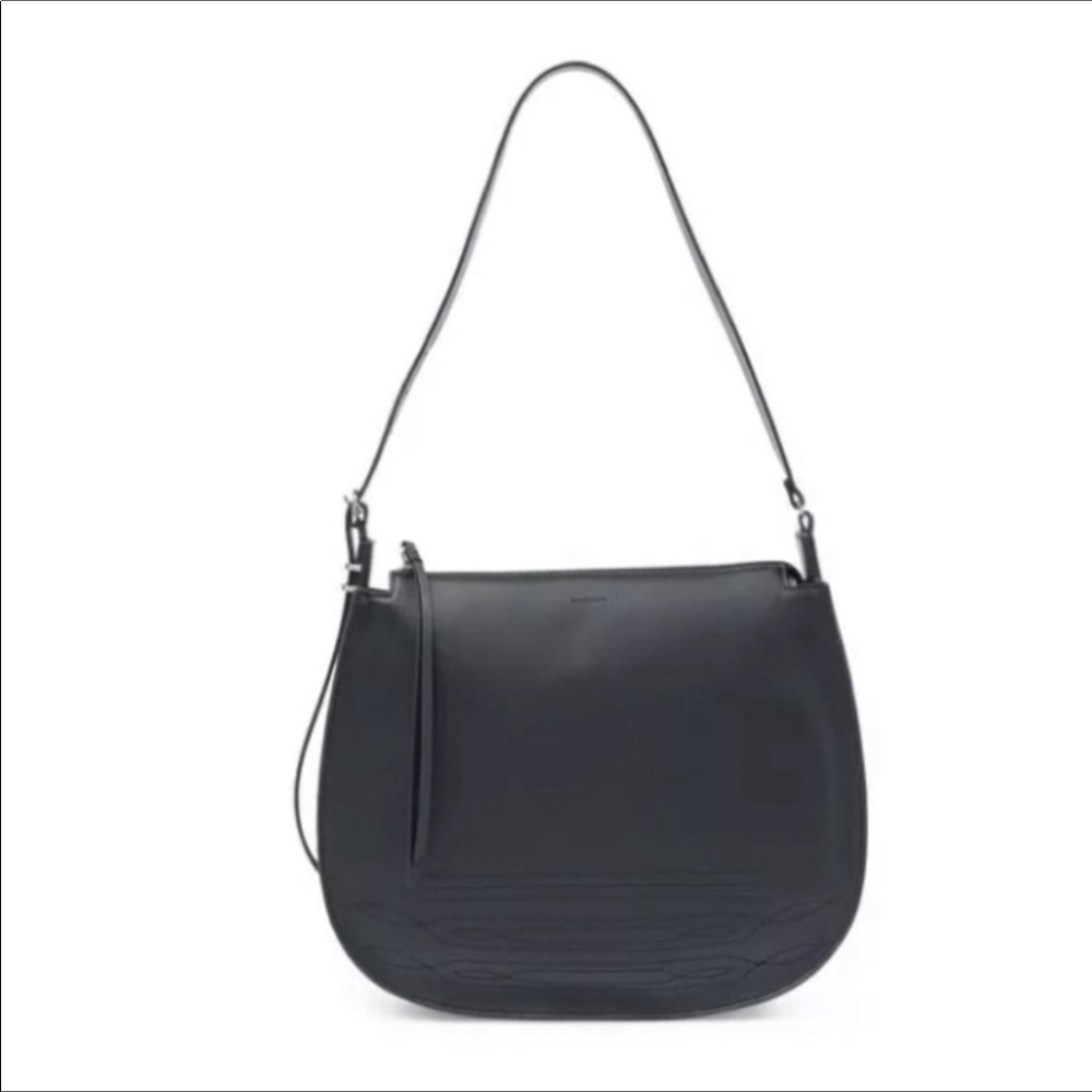 🆕 ALL SAINTS navy blue leather shoulder bag
